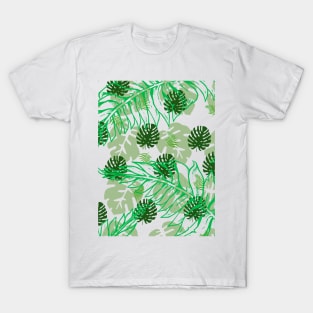 Green Palm Leaf Pattern T-Shirt